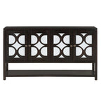 Elegant Retro Console Table/Storage Cabinet/Sideboard with Mirrored Doors, Spacious Shelves, and Durable Acacia Wood Legs