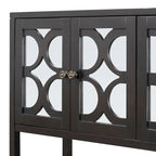 Elegant Retro Console Table/Storage Cabinet/Sideboard with Mirrored Doors, Spacious Shelves, and Durable Acacia Wood Legs