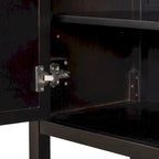 Elegant Retro Console Table/Storage Cabinet/Sideboard with Mirrored Doors, Spacious Shelves, and Durable Acacia Wood Legs