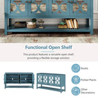 Elegant Retro Console Table/Storage Cabinet/Sideboard with Mirrored Doors, Spacious Shelves, and Durable Acacia Wood Legs