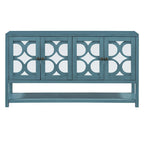 Elegant Retro Console Table/Storage Cabinet/Sideboard with Mirrored Doors, Spacious Shelves, and Durable Acacia Wood Legs