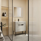 24 Inch/30 Inch /36 Inch Bathroom Vanity W/Sink Freestanding/Wall Mounted Vanity Ceramic Sink Set With Adjustable Shelf