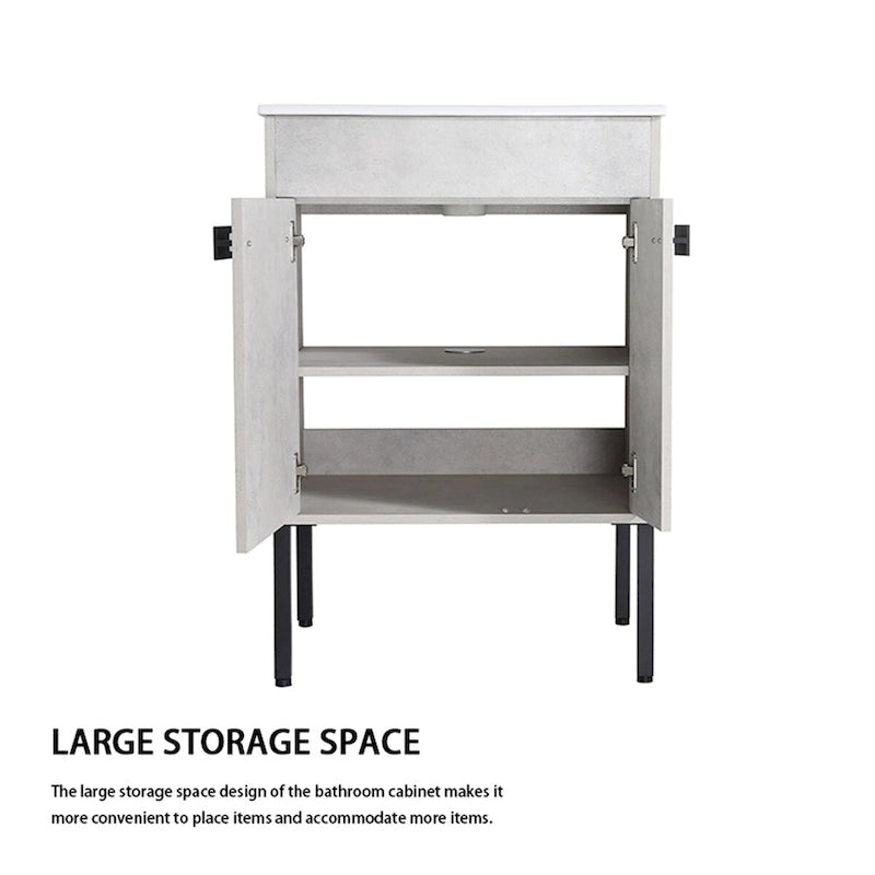 24 Inch/30 Inch /36 Inch Bathroom Vanity W/Sink Freestanding/Wall Mounted Vanity Ceramic Sink Set With Adjustable Shelf