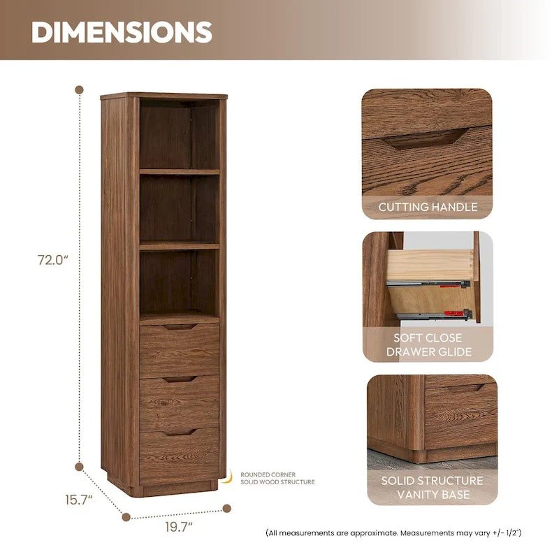 Miseno MV-HARB20-SCA Harbin 72 Wood Free Standing Linen Tower
