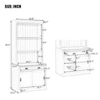83.4Tall 2 Bookshelf & 1 Writting Desk Suite,Bookcase Suite with LED Lighting,Drawers,Study Desk and Open Shelves,3-Piece Set