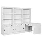 83.4Tall 2 Bookshelf & 1 Writting Desk Suite,Bookcase Suite with LED Lighting,Drawers,Study Desk and Open Shelves,3-Piece Set