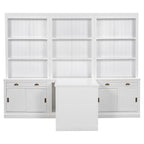 83.4Tall 2 Bookshelf & 1 Writting Desk Suite,Bookcase Suite with LED Lighting,Drawers,Study Desk and Open Shelves,3-Piece Set