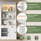 83.4Tall 2 Bookshelf & 1 Writting Desk Suite,Bookcase Suite with LED Lighting,Drawers,Study Desk and Open Shelves,3-Piece Set