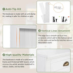 83.4Tall 2 Bookshelf & 1 Writting Desk Suite,Bookcase Suite with LED Lighting,Drawers,Study Desk and Open Shelves,3-Piece Set