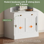 83.4Tall 2 Bookshelf & 1 Writting Desk Suite,Bookcase Suite with LED Lighting,Drawers,Study Desk and Open Shelves,3-Piece Set