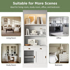 83.4Tall 2 Bookshelf & 1 Writting Desk Suite,Bookcase Suite with LED Lighting,Drawers,Study Desk and Open Shelves,3-Piece Set