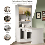 83.4Tall 2 Bookshelf & 1 Writting Desk Suite,Bookcase Suite with LED Lighting,Drawers,Study Desk and Open Shelves,3-Piece Set