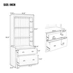 83.4Tall 2 Bookshelf & 1 Writting Desk Suite,Bookcase Suite with LED Lighting,Drawers,Study Desk and Open Shelves,3-Piece Set