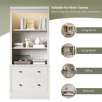 83.4Tall 2 Bookshelf & 1 Writting Desk Suite,Bookcase Suite with LED Lighting,Drawers,Study Desk and Open Shelves,3-Piece Set