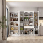 Kitchen Cabinet Clear Visibility Tempered Glass Showcase Combo Cabinet