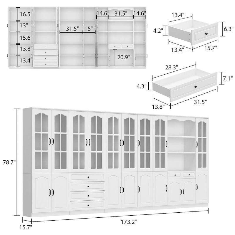 Photo of Kitchen Cabinet Clear Visibility Tempered Glass Showcase Combo Cabinet
