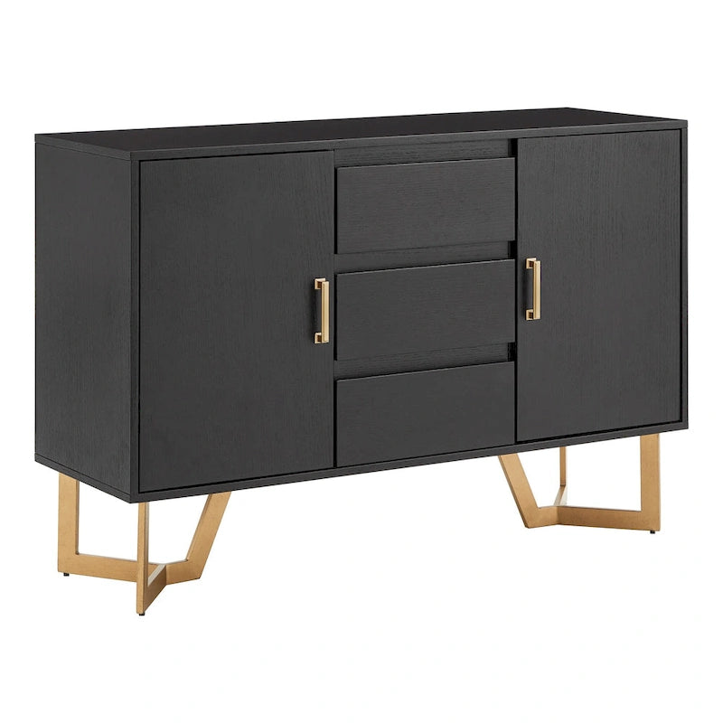 Cheyenne Black Finish Server with Gold Metal Base by iNSPIRE Q Modern