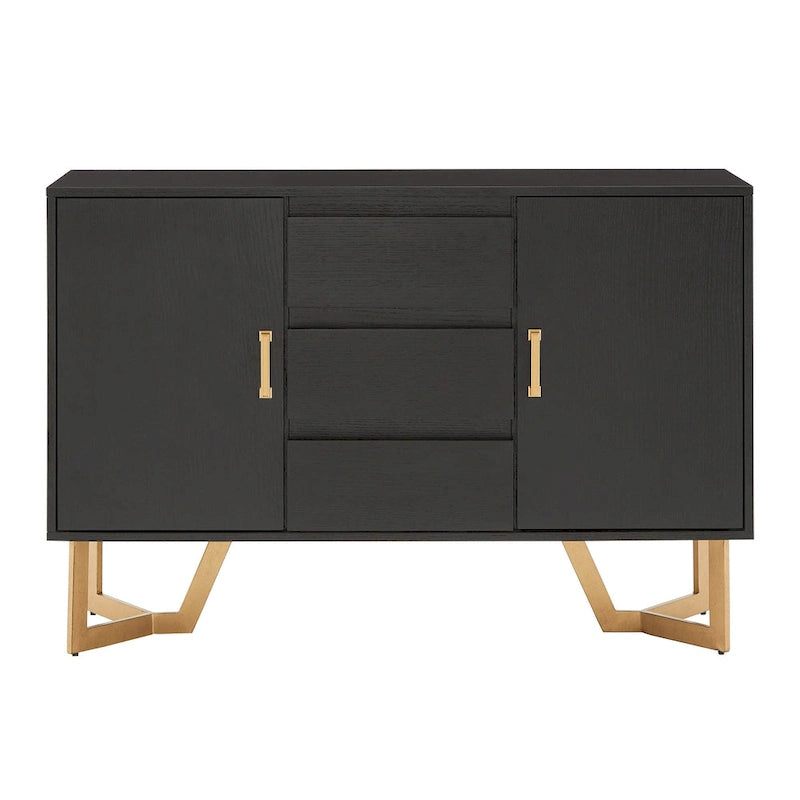 Cheyenne Black Finish Server with Gold Metal Base by iNSPIRE Q Modern