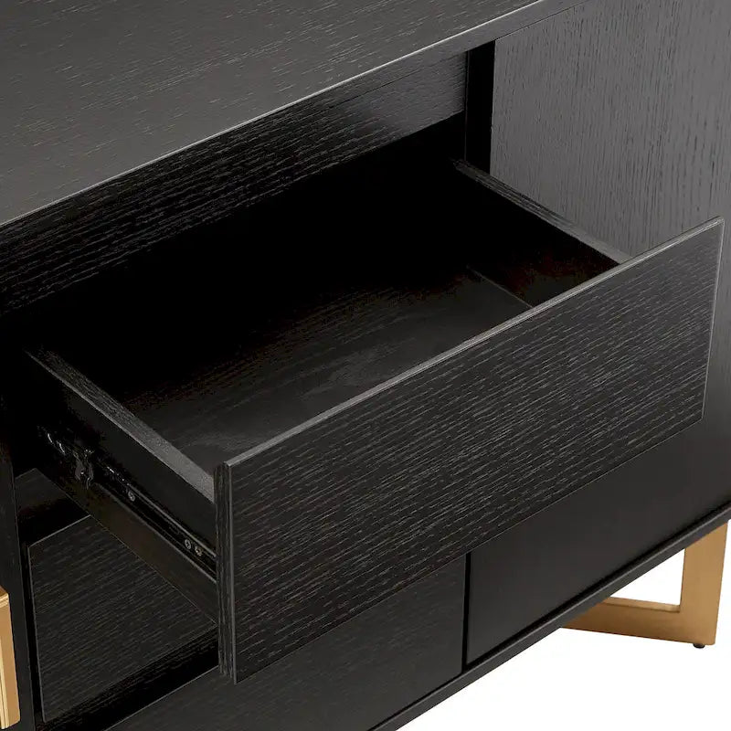 Cheyenne Black Finish Server with Gold Metal Base by iNSPIRE Q Modern