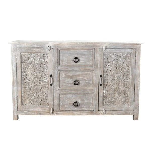 Antique Finish 2-door Sideboard Cabinet (India)