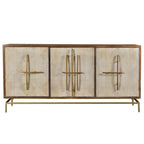 Allura White & Natural Mango Wood 3 Door Sideboard w Gold Hardware - 69W x 16D x 34H