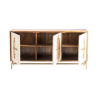 Allura White & Natural Mango Wood 3 Door Sideboard w Gold Hardware - 69W x 16D x 34H