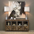 Harp & Finial Ayers 4-Door Reclaimed Railroad Tie Wood with Clear Glass Sideboard
