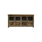 Photo of Harp & Finial Ayers 4-Door Reclaimed Railroad Tie Wood with Clear Glass Sideboard