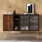 Photo of 55.12 Mid Century Modern Sideboard Buffet 3 Door Cabinet, Multi-layer Solid Wood Frame, Walnut Veneer, Fully Assemble - 55.12