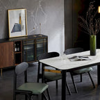 55.12 Mid Century Modern Sideboard Buffet 3 Door Cabinet, Multi-layer Solid Wood Frame, Walnut Veneer, Fully Assemble - 55.12