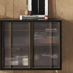 55.12 Mid Century Modern Sideboard Buffet 3 Door Cabinet, Multi-layer Solid Wood Frame, Walnut Veneer, Fully Assemble - 55.12