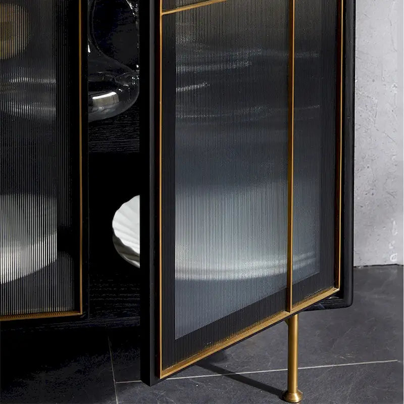 55.12 Mid Century Modern Sideboard Buffet 3 Door Cabinet, Multi-layer Solid Wood Frame, Walnut Veneer, Fully Assemble - 55.12