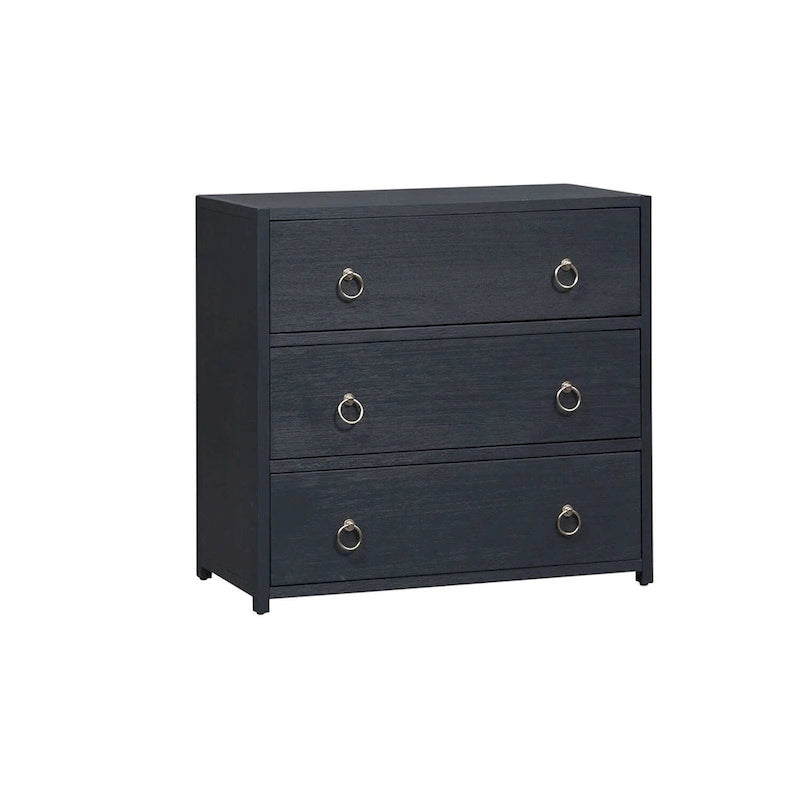 East End Wire Brushed Denim, White, & Black Accent Cabinet