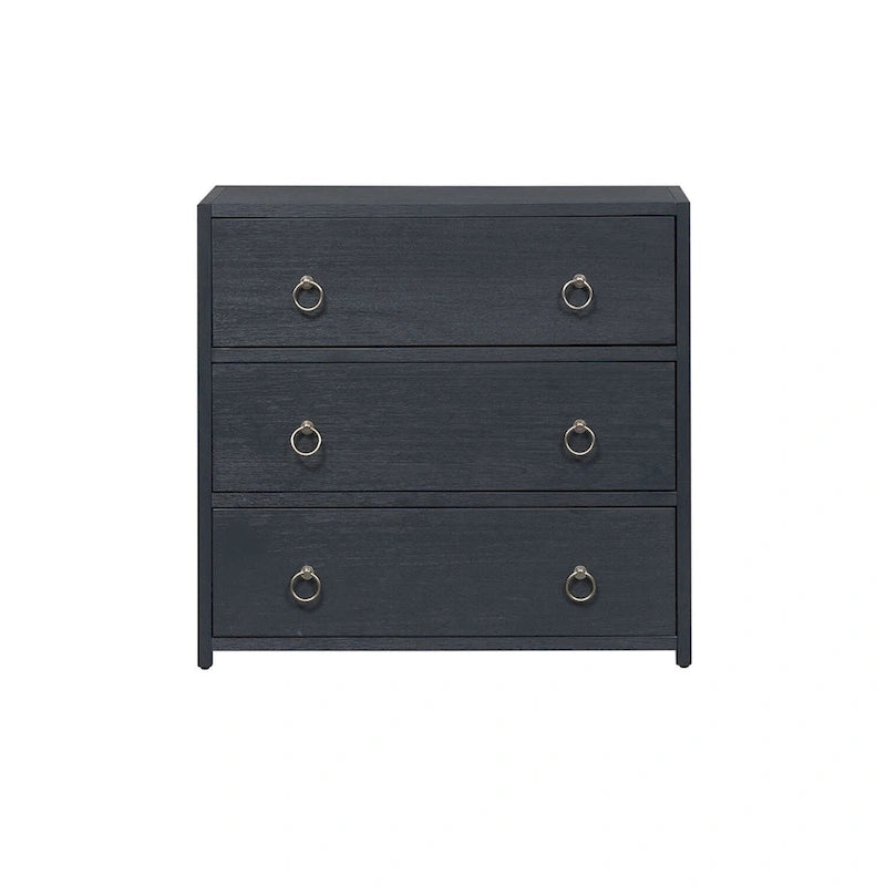 East End Wire Brushed Denim, White, & Black Accent Cabinet