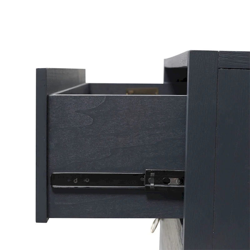 East End Wire Brushed Denim, White, & Black Accent Cabinet