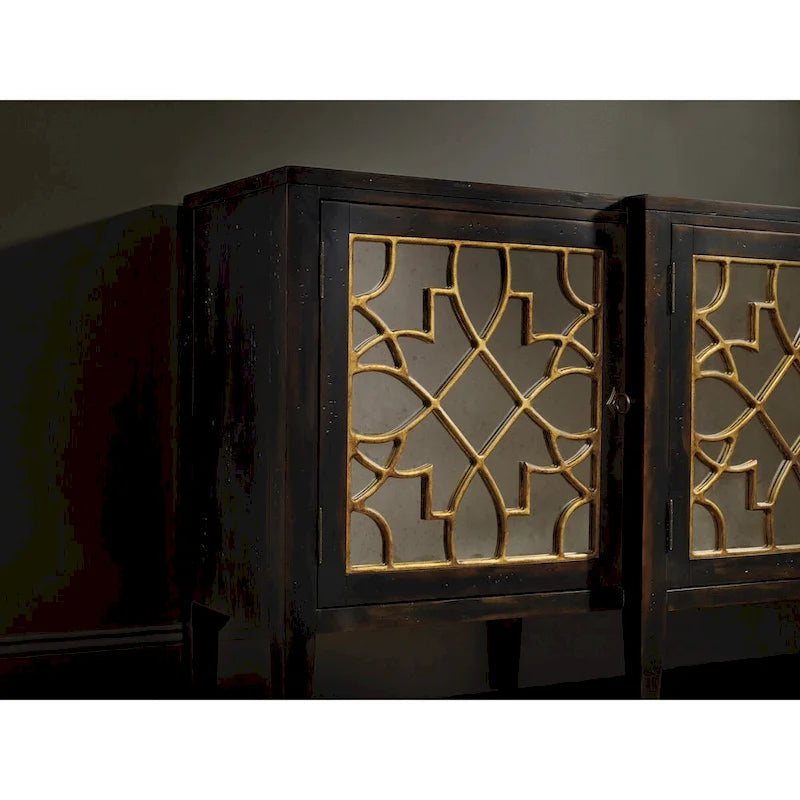 Sanctuary Four Door Mirrored Console- Ebony - 20W x 105L x 38H