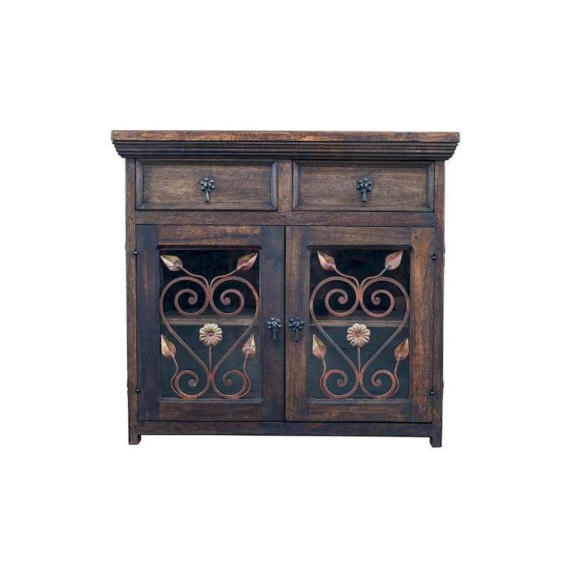 Photo of Solid Reclaimed Barn Wood & Wrought Iron Hardware Buffet & Sideboard 39 Width - N/A