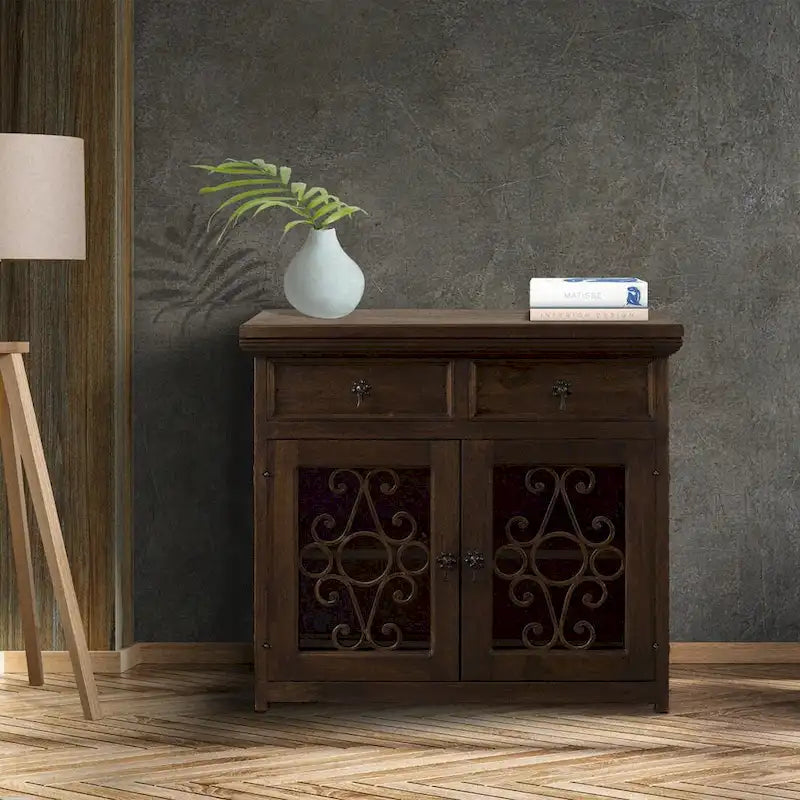 Solid Reclaimed Barn Wood & Wrought Iron Hardware Buffet & Sideboard 39 Width - N/A