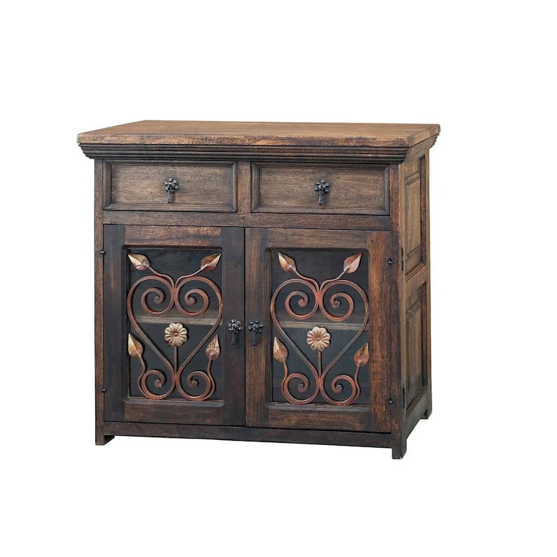Solid Reclaimed Barn Wood & Wrought Iron Hardware Buffet & Sideboard 39 Width - N/A