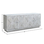 Addison 84 White Wash Reclaimed Pine Carved Sideboard
