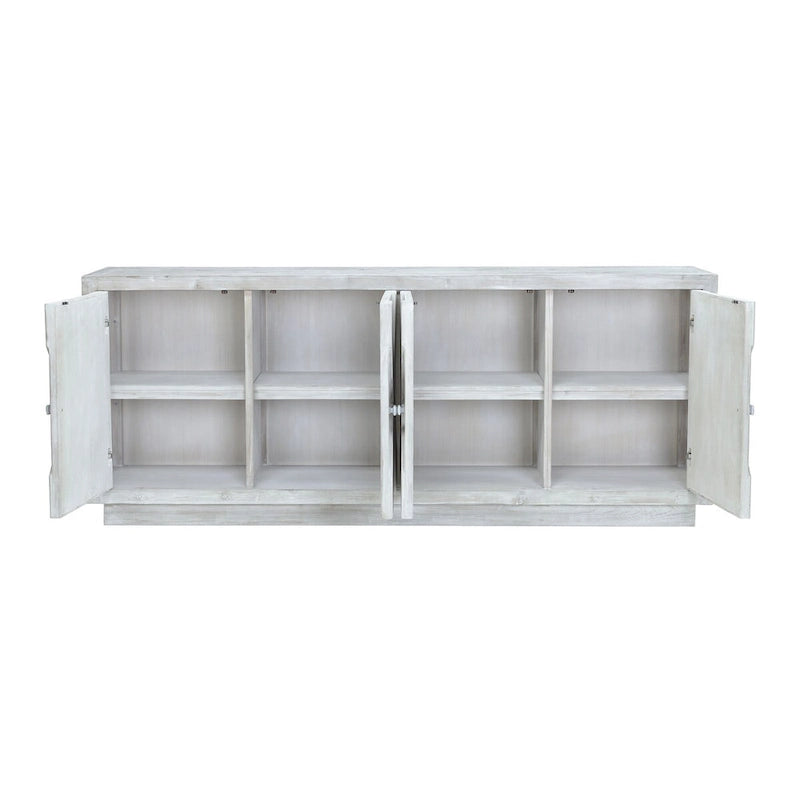 Addison 84 White Wash Reclaimed Pine Carved Sideboard