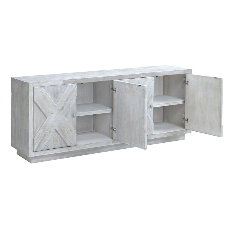 Addison 84 White Wash Reclaimed Pine Carved Sideboard