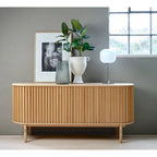 Photo of Rye Studio Mid-Century Modern Rounded Sliding Door Sideboard 63W, Natural - 18W x 63L x 29H