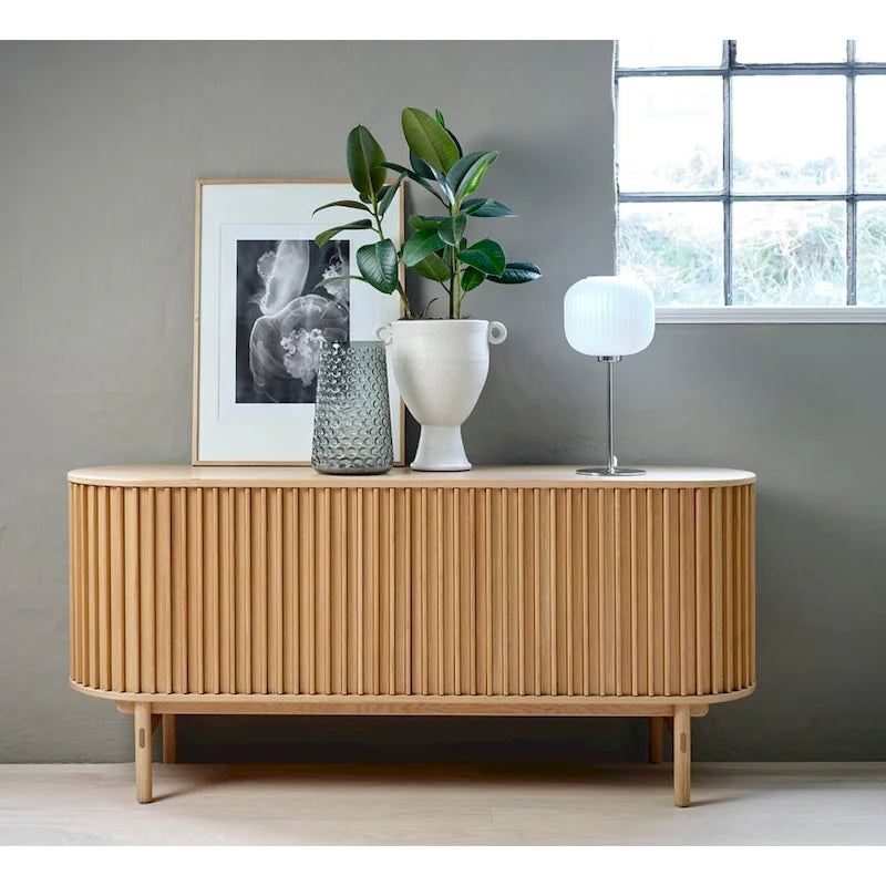 Photo of Rye Studio Mid-Century Modern Rounded Sliding Door Sideboard 63W, Natural - 18W x 63L x 29H