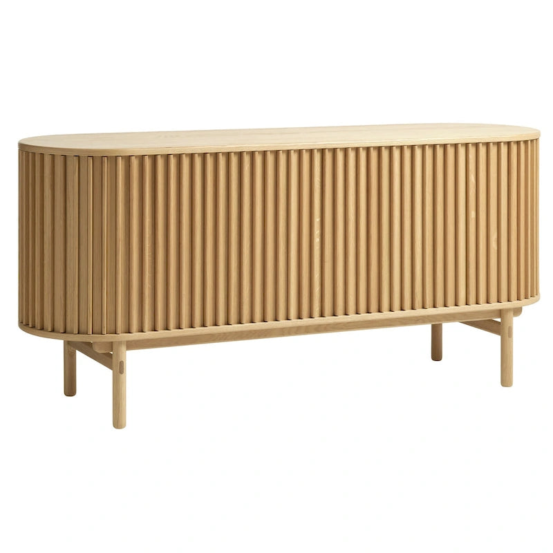 Rye Studio Mid-Century Modern Rounded Sliding Door Sideboard 63W, Natural - 18W x 63L x 29H