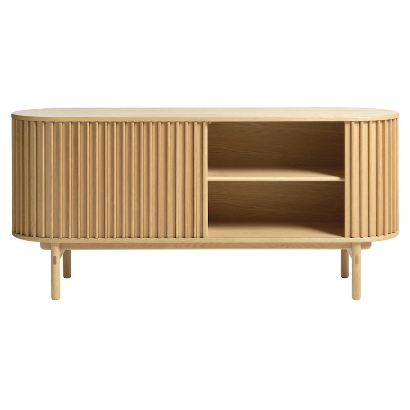 Rye Studio Mid-Century Modern Rounded Sliding Door Sideboard 63W, Natural - 18W x 63L x 29H