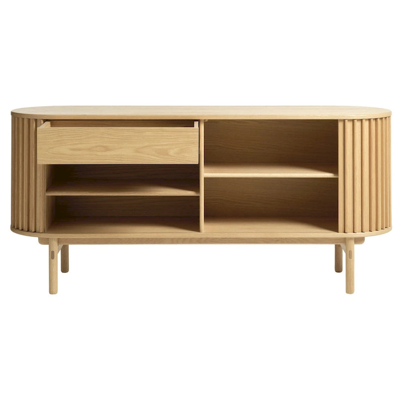 Rye Studio Mid-Century Modern Rounded Sliding Door Sideboard 63W, Natural - 18W x 63L x 29H
