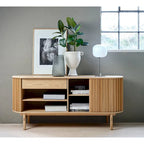 Rye Studio Mid-Century Modern Rounded Sliding Door Sideboard 63W, Natural - 18W x 63L x 29H