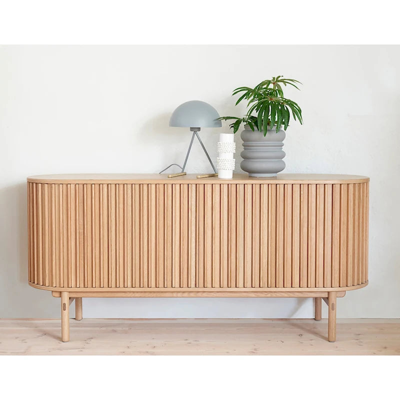 Rye Studio Mid-Century Modern Rounded Sliding Door Sideboard 63W, Natural - 18W x 63L x 29H