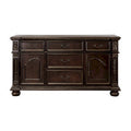 Photo of Finn 66 Inch Classic Wood Sideboard Buffet, Leaf Carved Molded Trim, Brown